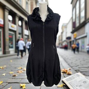 Franstyle Black Sleeveless Zip Bubble Hem Dress Avant Garde Artsy Streetwear